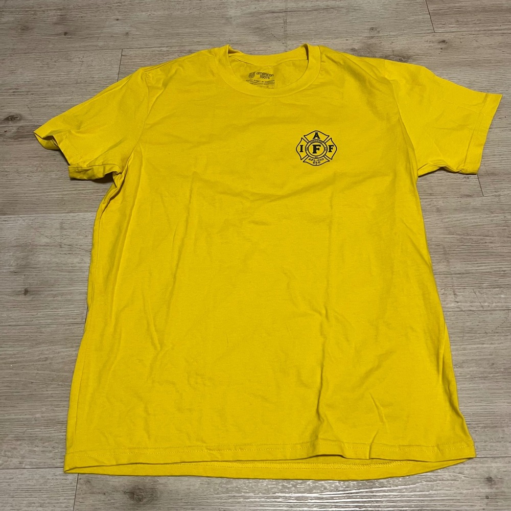 Firefighters Union Shirt Yellow Mens Size‎ L AFL CIO BFD Boston